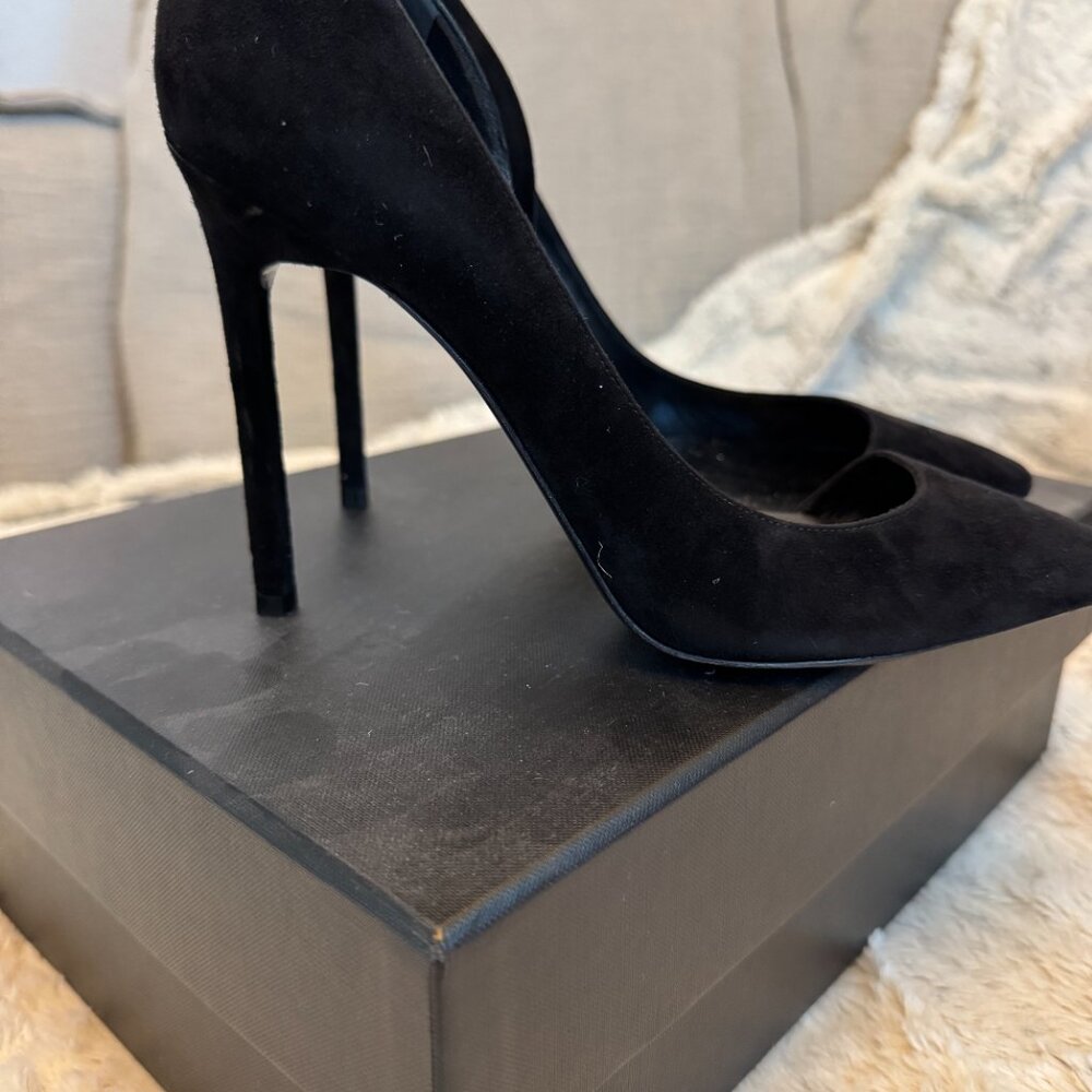 Saint Laurent Anja 105mm D'Orsay Heel Size 38 Suede - Picture 9 of 13